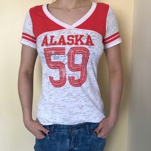 Alaska baseball style V-neck